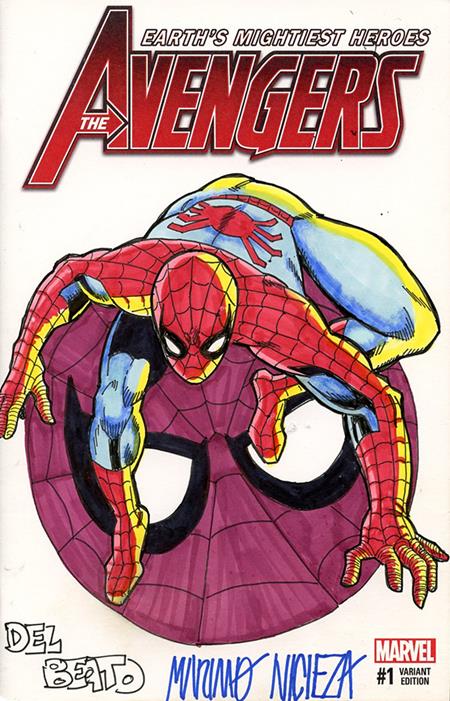 DF MARVEL COMICS COMMISSIONED COVER ART SIGNED AND REMARKED BY MARIANO NICIEZA AND JOE DELBEATO WITH A SPIDER-MAN SKETCH FOC July 6, 2026