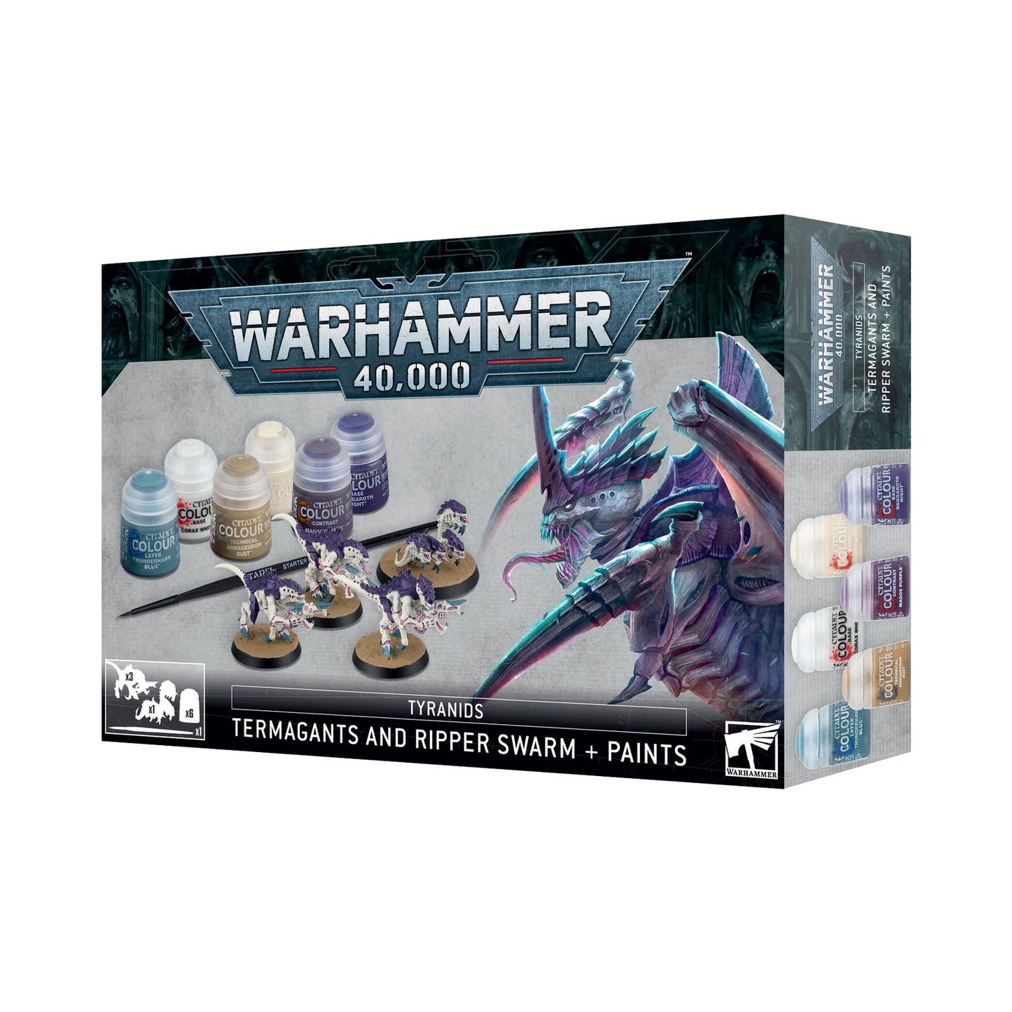 Warhammer 40K Tyranids Paint Set Starter Kit with 6 Citadel Paints & Brush 60-13