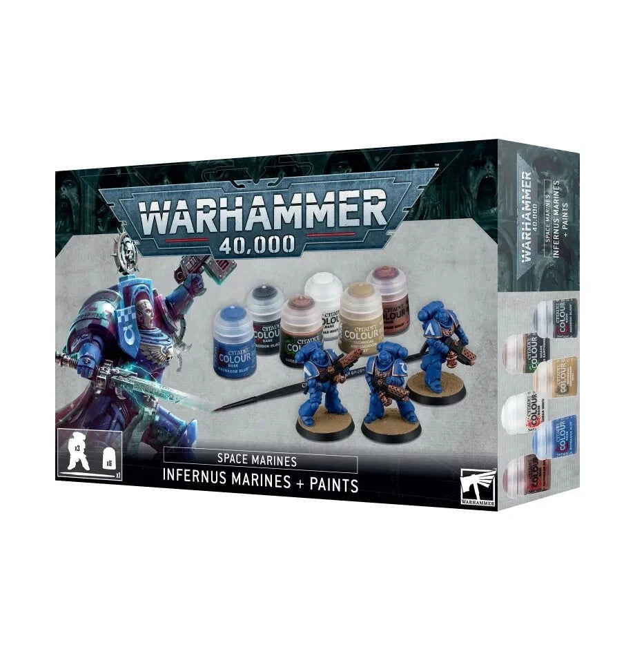 Space Marines: Infernus Marines + Paints Set - Warhammer 40k - Brand New! 60-11