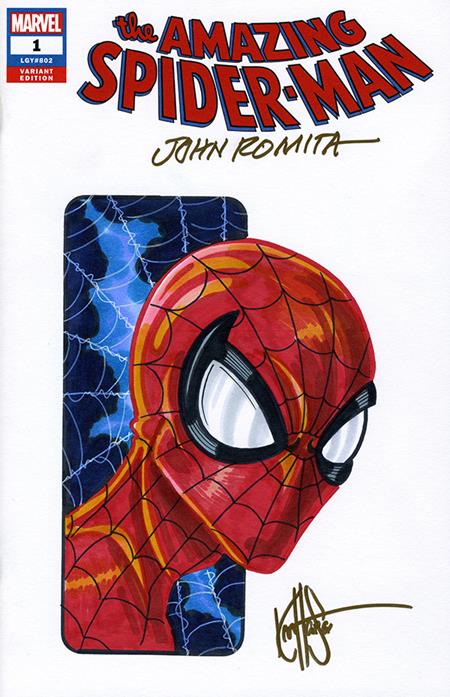 DF AMAZING SPIDERMAN #1 BLANK VARIANT SIGNED BY JOHN ROMITA SR AND REMARKED BY KEN HAESER WITH A SPIDERMAN SKETCH FOC August 3, 2026