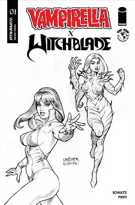 VAMPIRELLA X WITCHBLADE SPECIAL #1 (ONE SHOT) CVR K INC 1:15 JOSEPH MICHAEL LINSNER LINE ART VAR FOC August 31, 2026