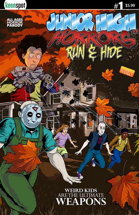 JUNIOR HIGH HORRORS RUN & HIDE #1 (ONE SHOT) CVR A ERIC KENT WEAPONS SPOOF BAGGED WITH TRADING CARD FOC July 27, 2026