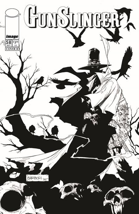 GUNSLINGER SPAWN #58 CVR B CARLO BARBERI B&W VAR FOC August 31, 2026