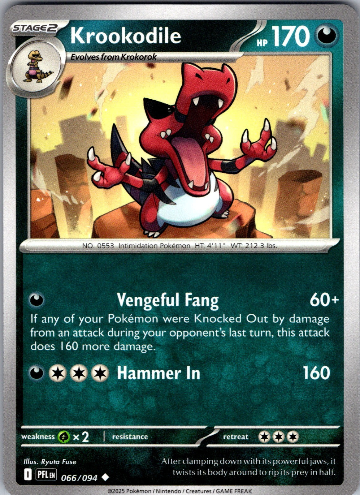 Krookodile Uncommon ME02: Phantasmal Flames 066/094 LP