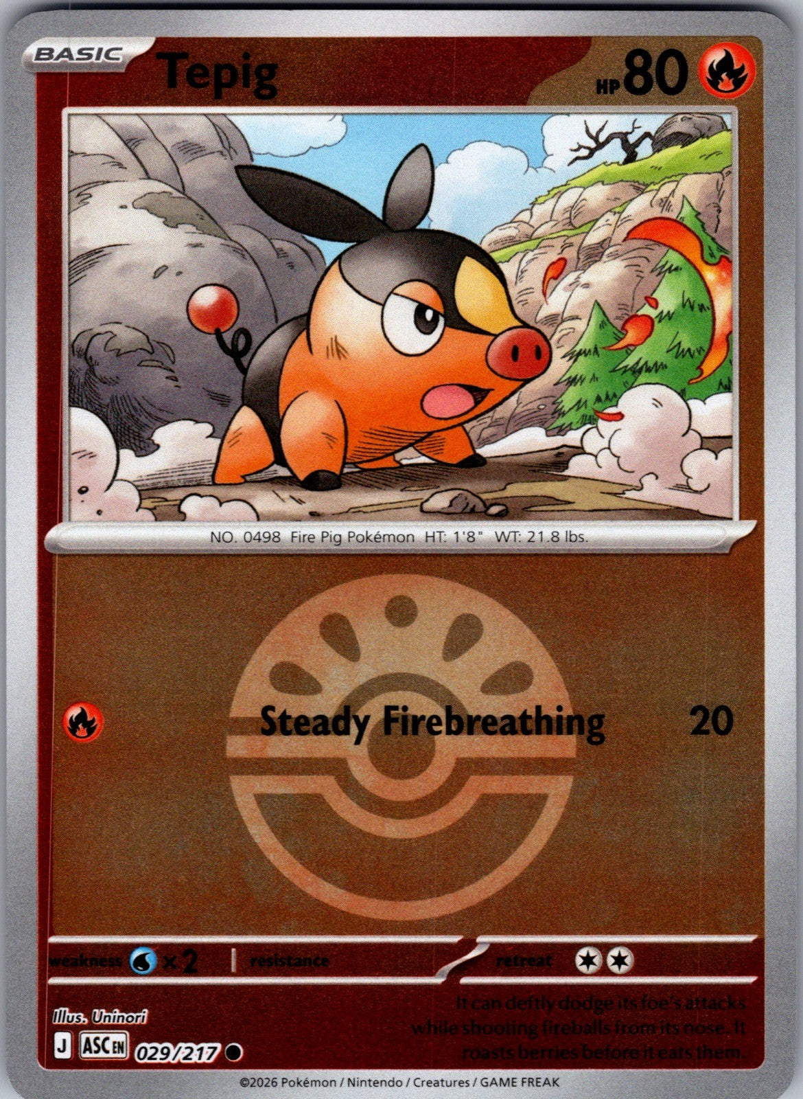 Tepig (Friend Ball) Reverse Holo Common ME: Ascended Heroes 029/217 LP