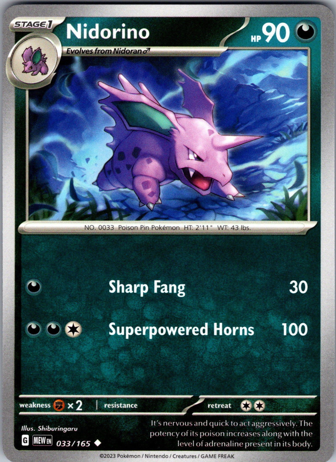 Nidorino Uncommon SV: Scarlet & Violet 151 033/165 LP