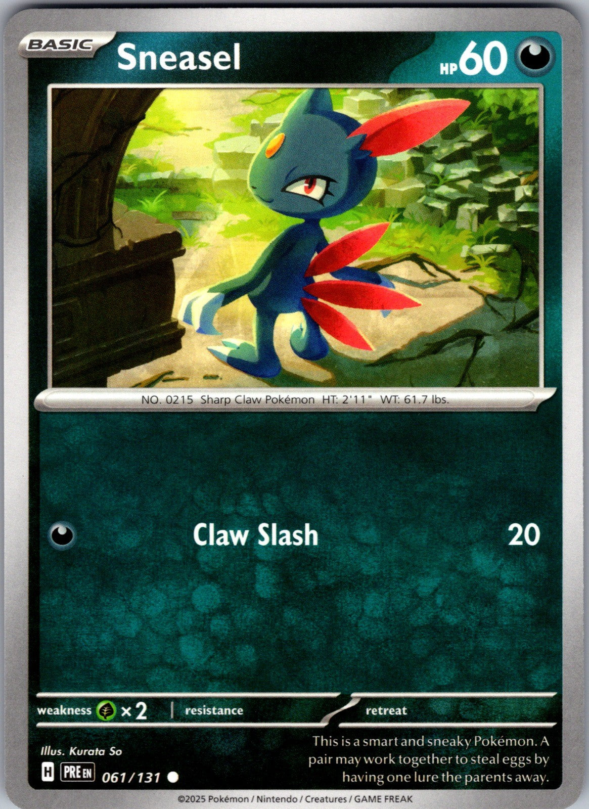 Sneasel (Master Ball Pattern) Holo Common SV: Prismatic Evolutions 061/131 LP
