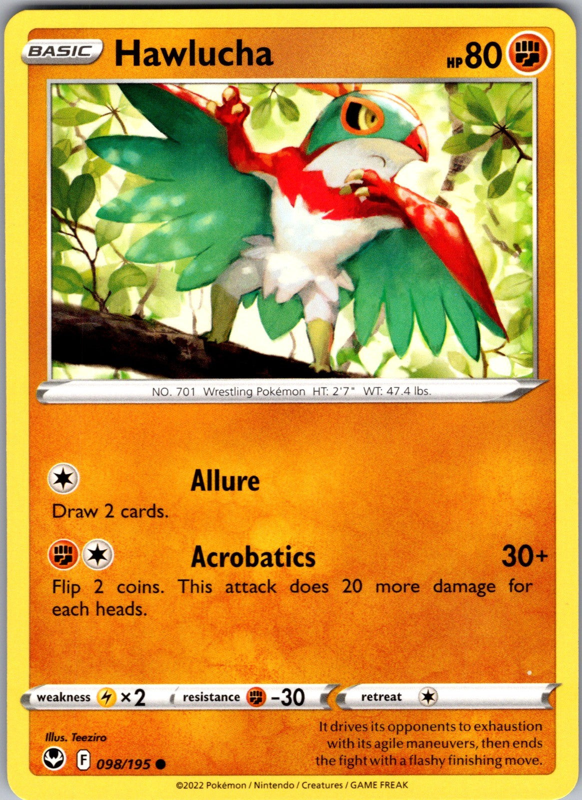 Hawlucha Common SWSH12: Silver Tempest 098/195 LP