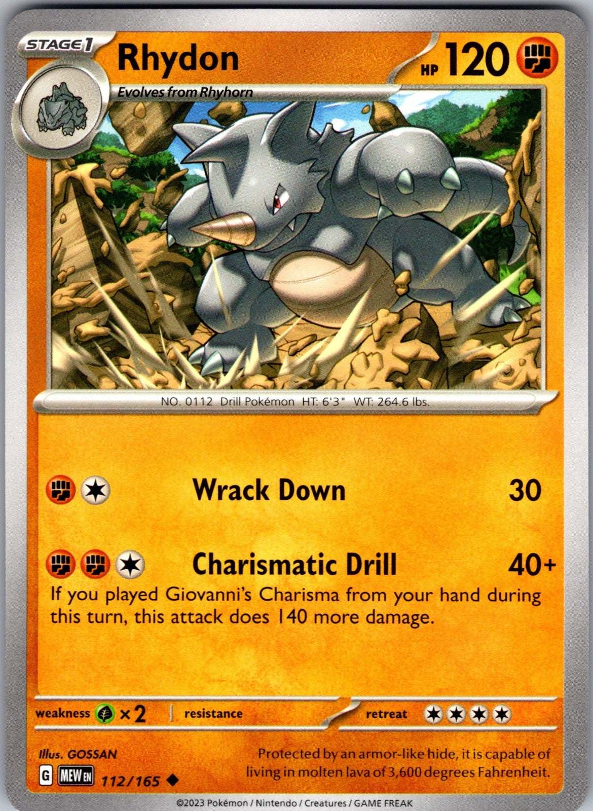 Rhydon Uncommon SV: Scarlet & Violet 151 112/165 LP