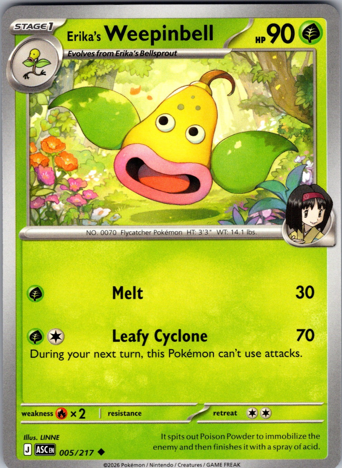 Erika's Weepinbell Uncommon ME: Ascended Heroes 005/217 LP