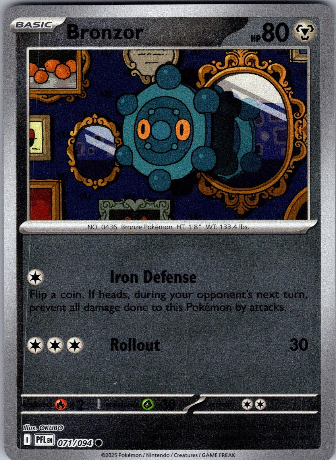 Bronzor Reverse Holo Common ME02: Phantasmal Flames 071/094 LP