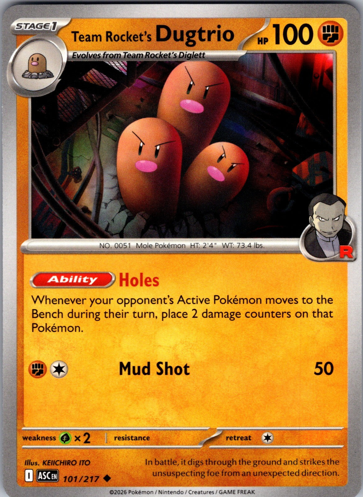 Team Rocket's Dugtrio Uncommon ME: Ascended Heroes 101/217 LP