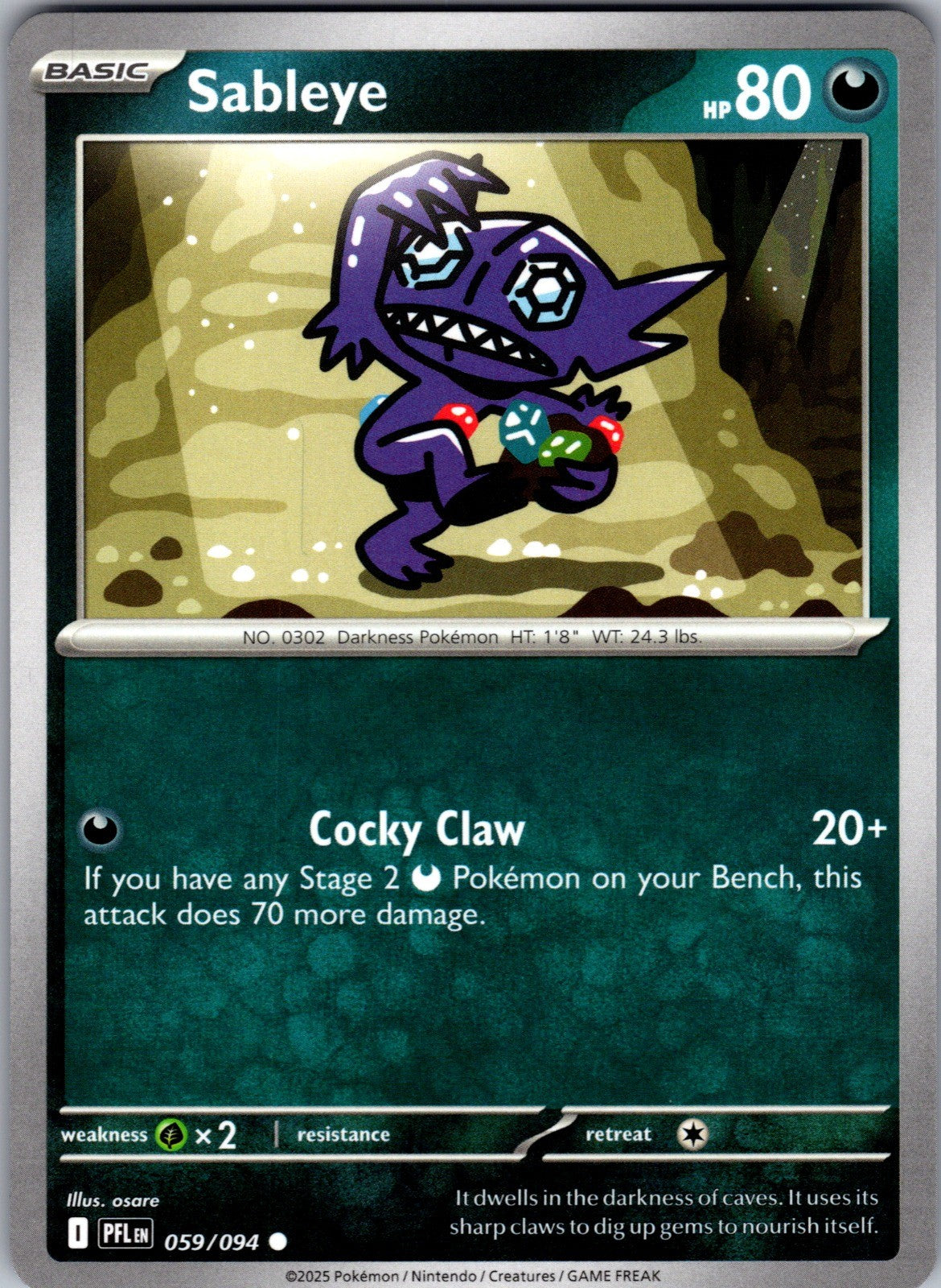 Sableye Common ME02: Phantasmal Flames 059/094 LP