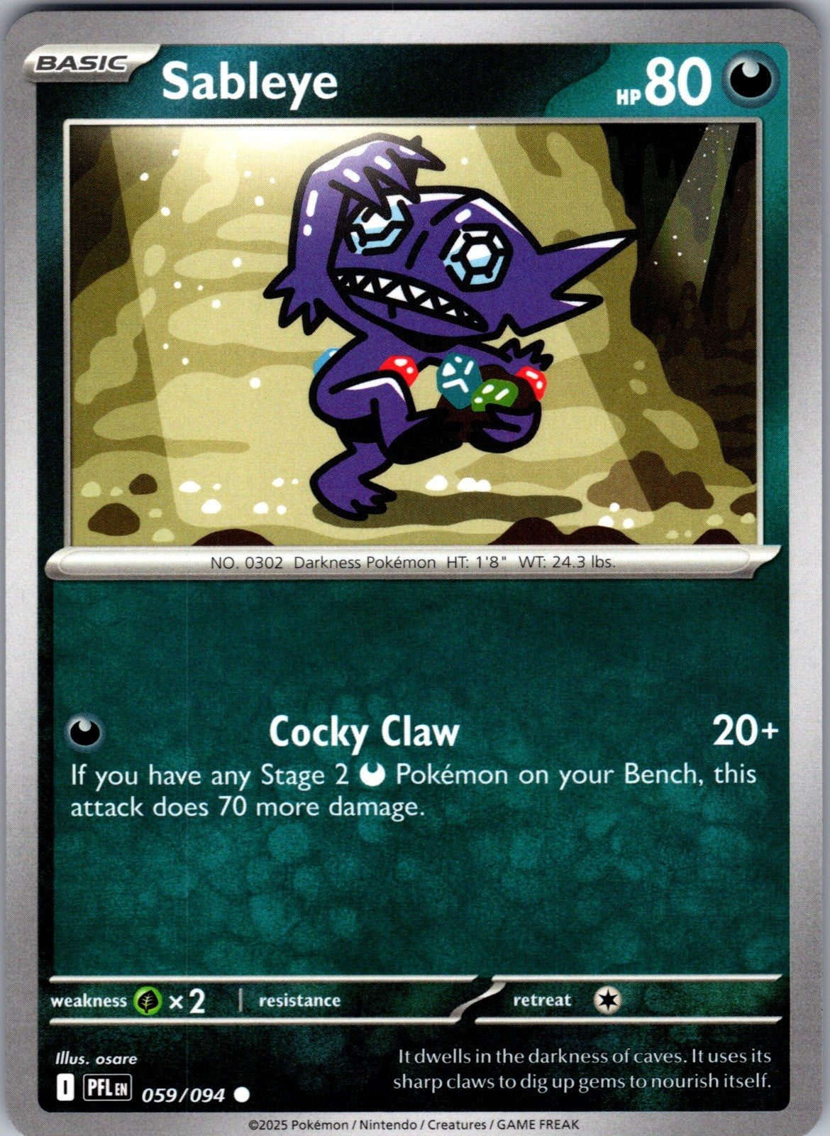 Sableye Common ME02: Phantasmal Flames 059/094 LP