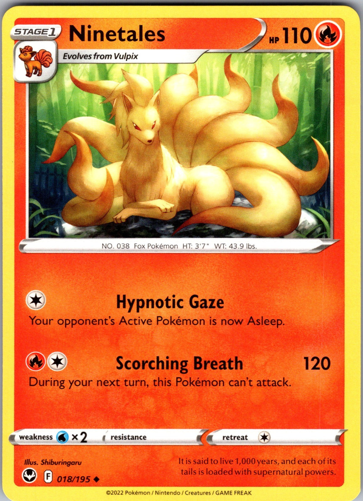 Ninetales Uncommon SWSH12: Silver Tempest 018/195 LP