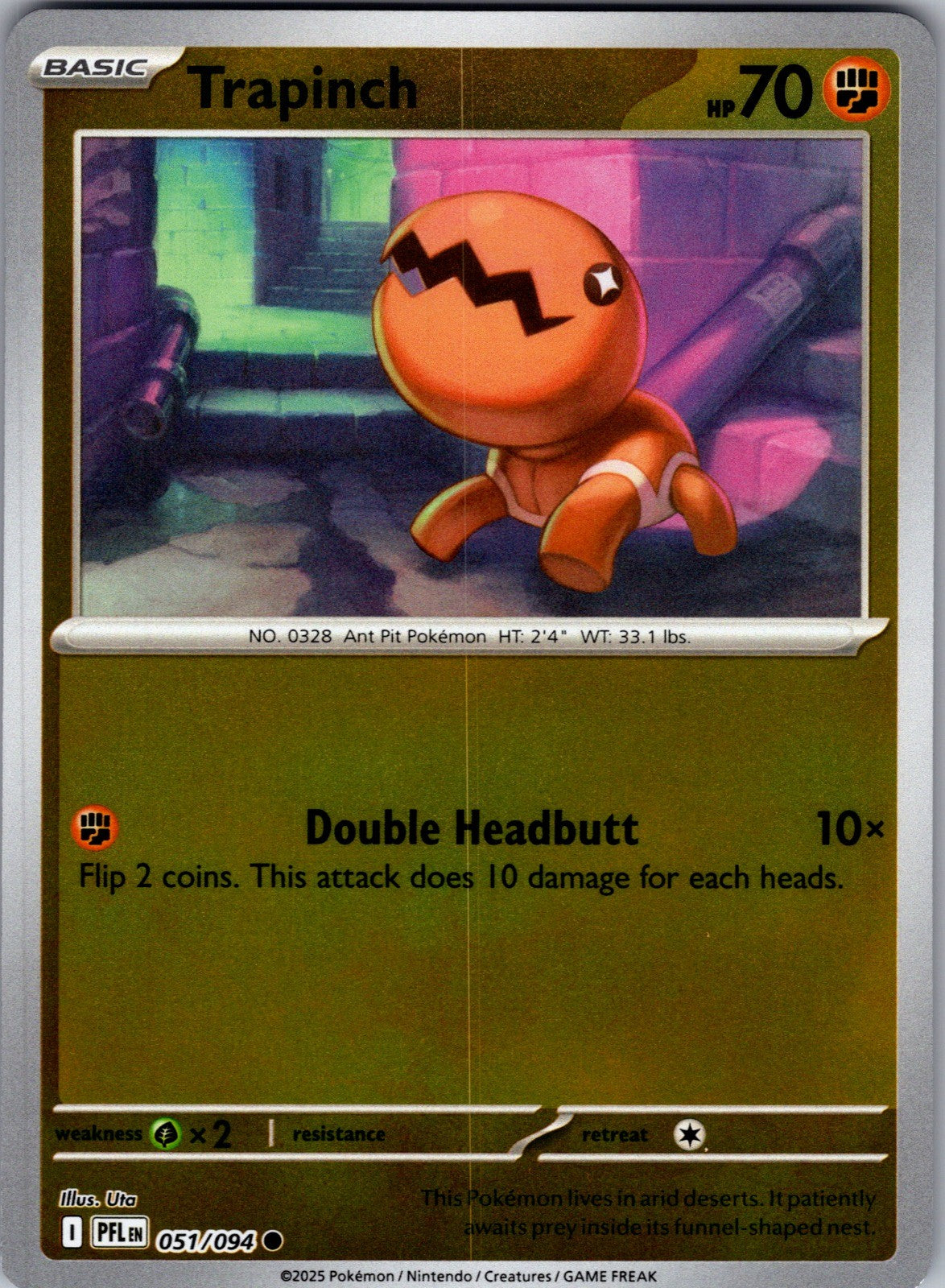 Trapinch Reverse Holo Common ME02: Phantasmal Flames 051/094 LP