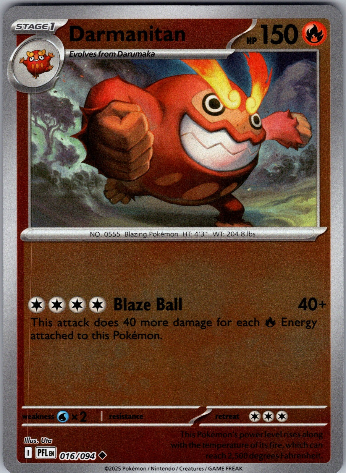 Darmanitan Reverse Holo Uncommon ME02: Phantasmal Flames 016/094 LP