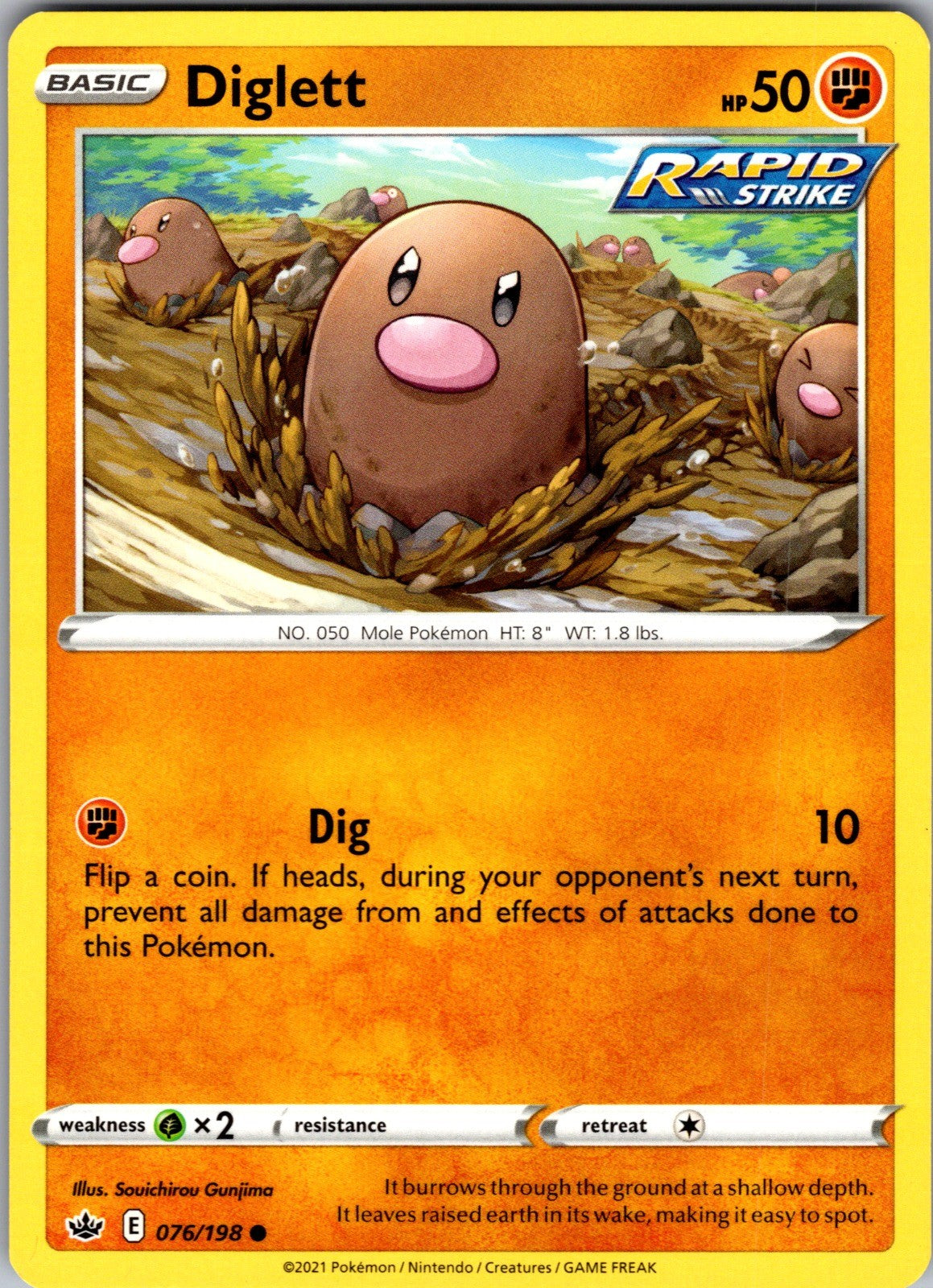 Diglett Common SWSH06: Chilling Reign 076/198 LP