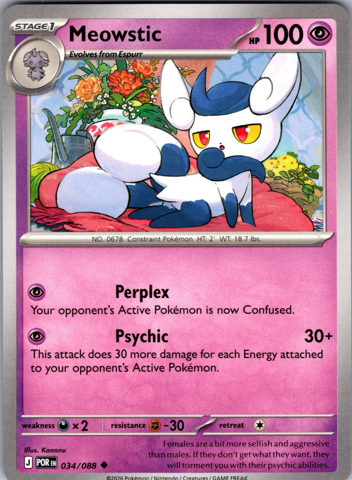 Meowstic Uncommon ME03: Perfect Order 034/088 LP