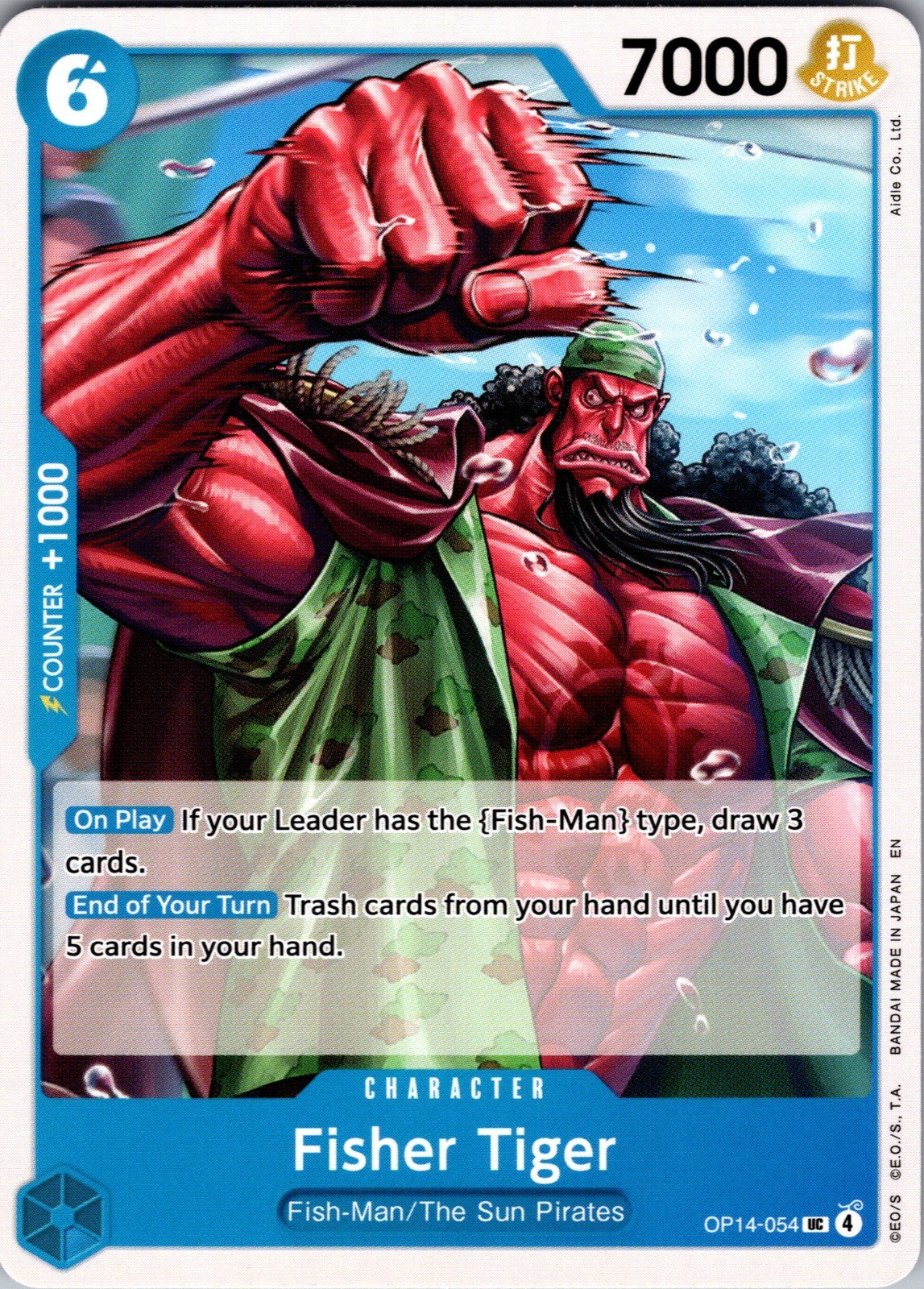 Fisher Tiger UC The Azure Sea's Seven Release Event Cards OP14-054 LP