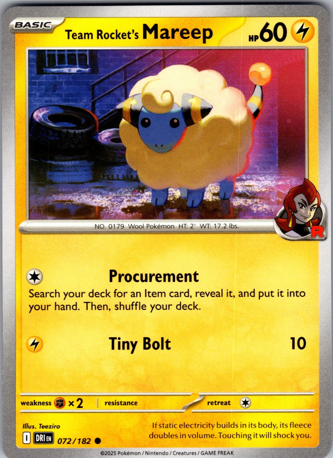 Team Rocket's Mareep Common SV10: Destined Rivals 072/182 LP