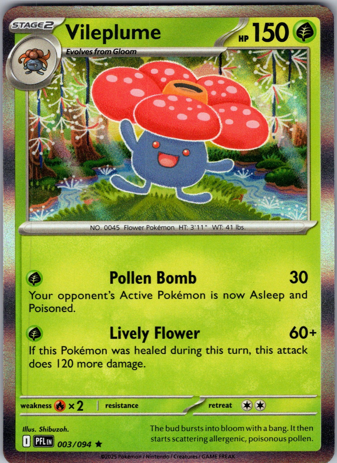 Vileplume Holo Rare ME02: Phantasmal Flames 003/094 LP