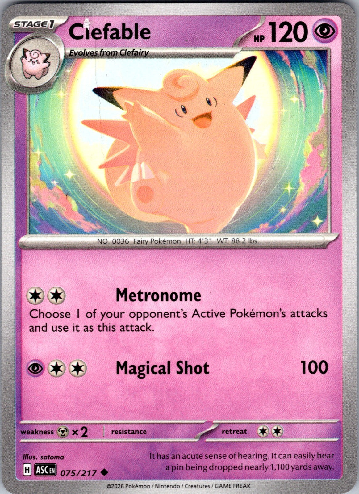 Clefable Uncommon ME: Ascended Heroes 075/217 LP