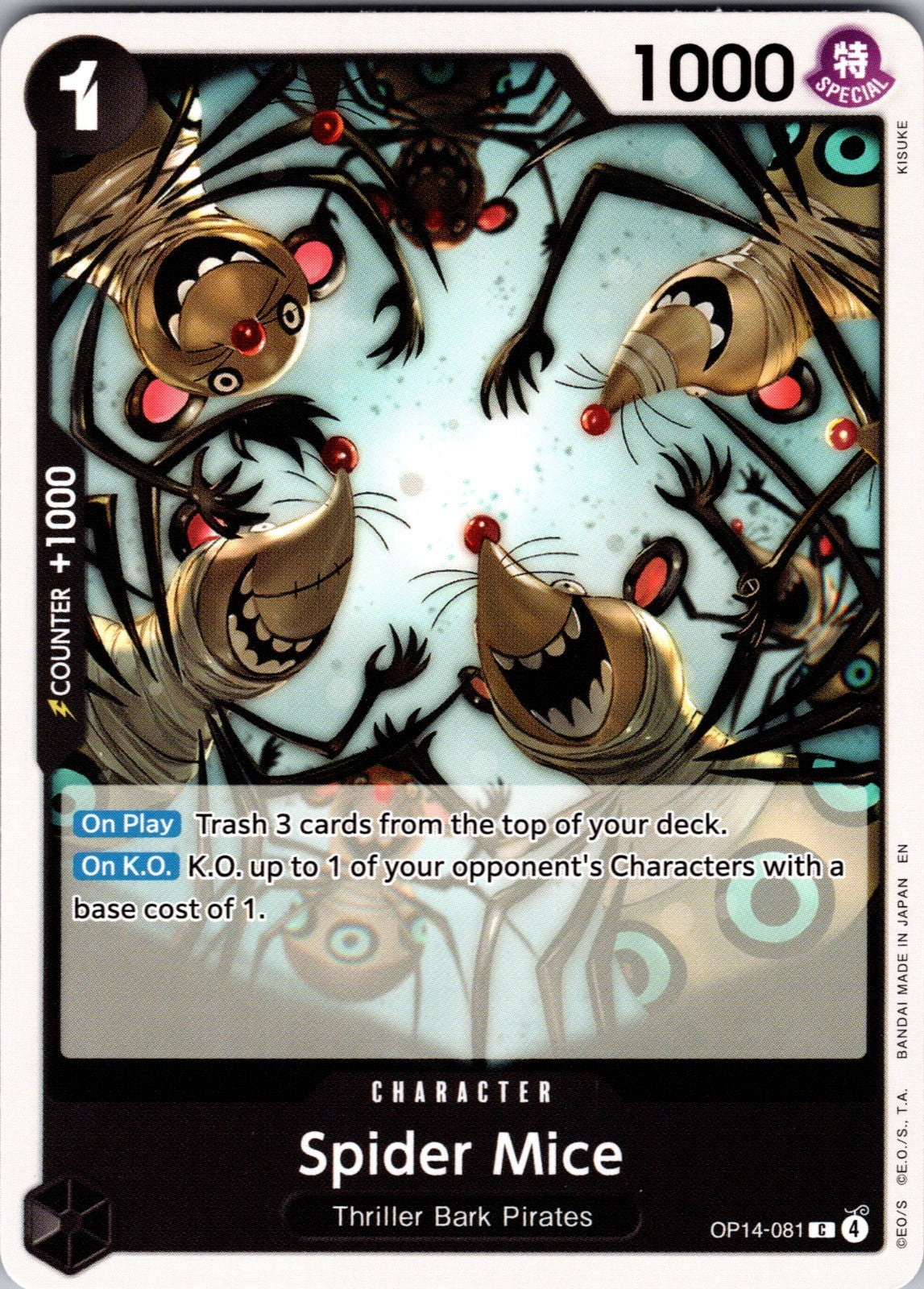 Spider Mice C The Azure Sea's Seven Release Event Cards OP14-081 LP