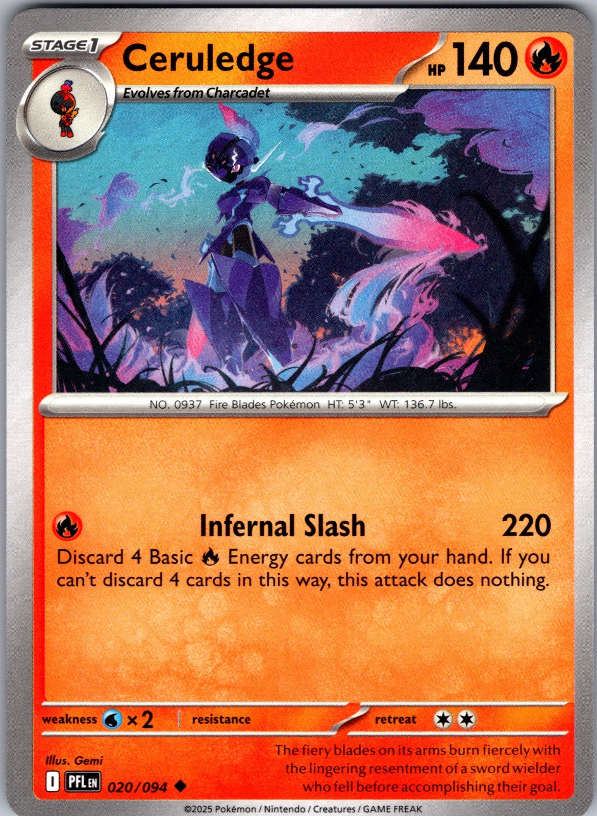 Ceruledge Uncommon ME02: Phantasmal Flames 020/094 LP