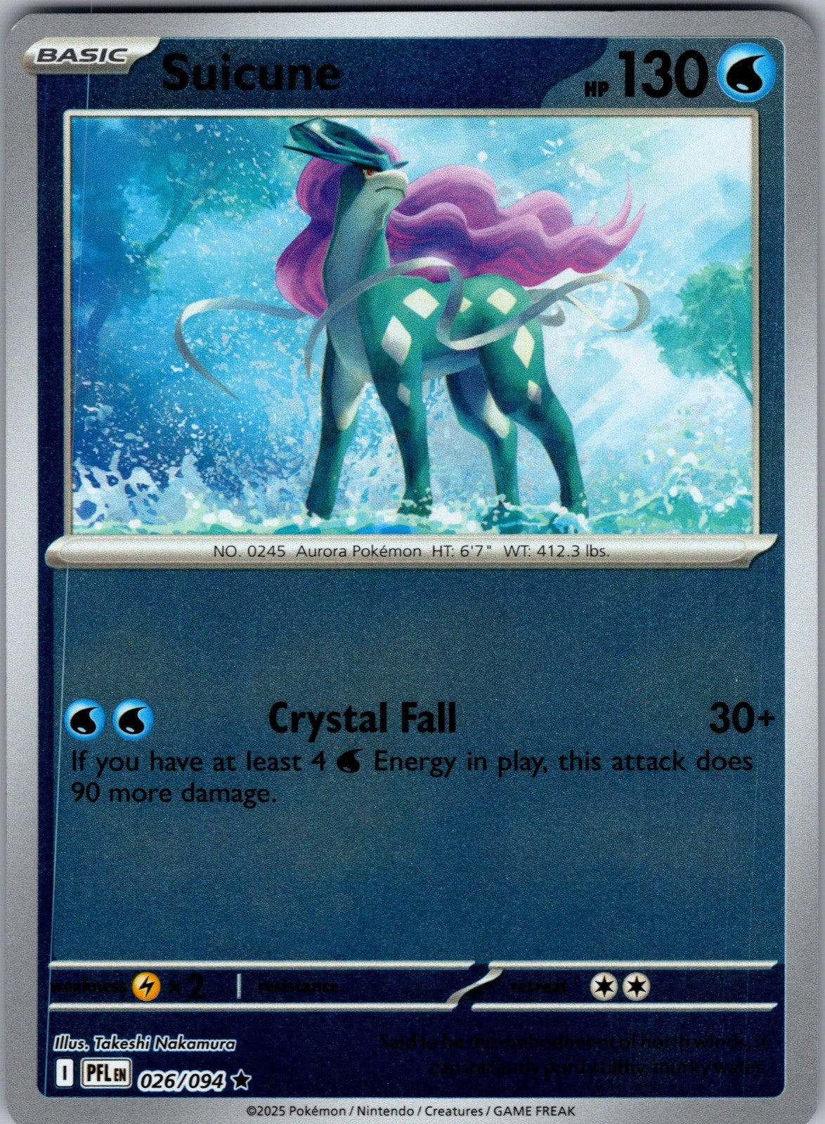 Suicune Reverse Holo Rare ME02: Phantasmal Flames 026/094 LP