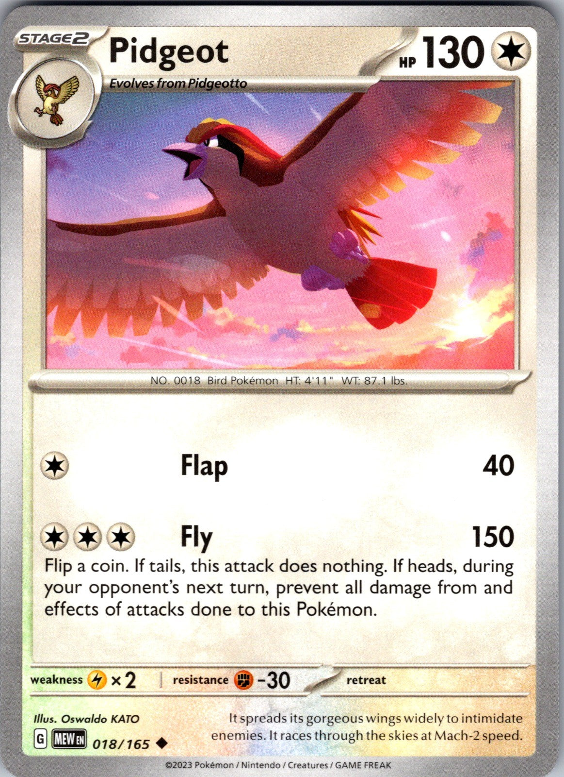 Pidgeot Uncommon SV: Scarlet & Violet 151 018/165 LP