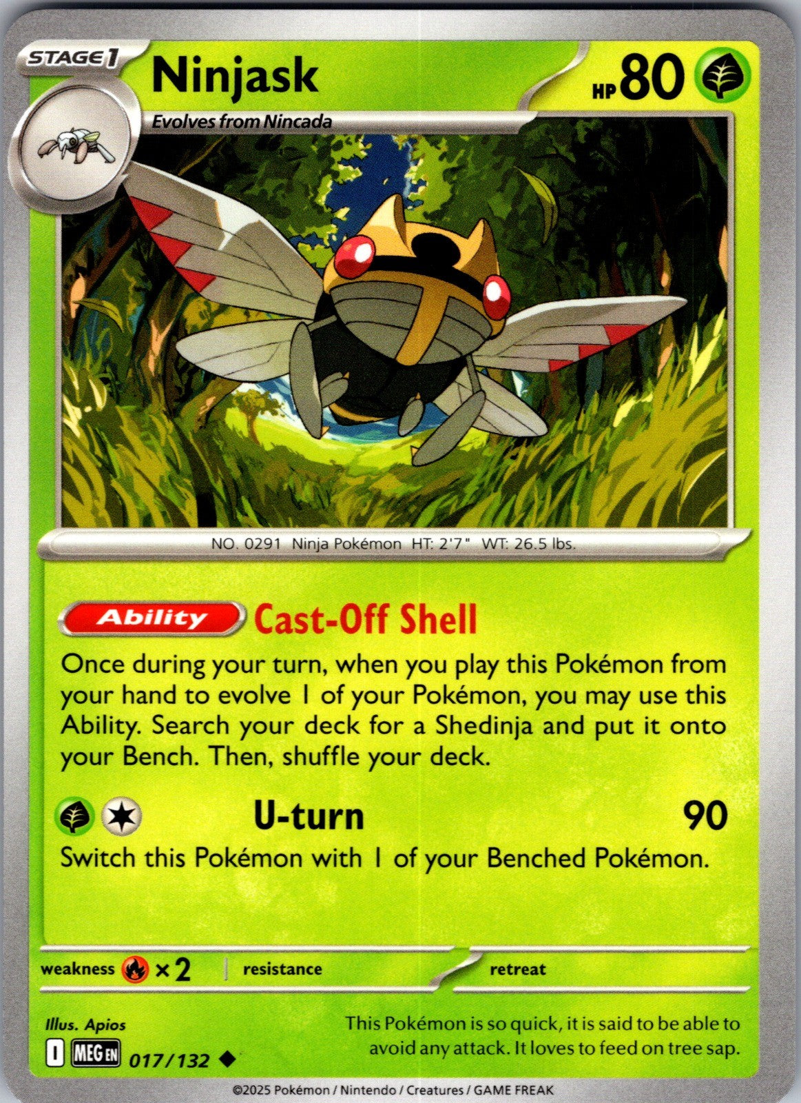 Ninjask Uncommon ME01: Mega Evolution 017/132 LP