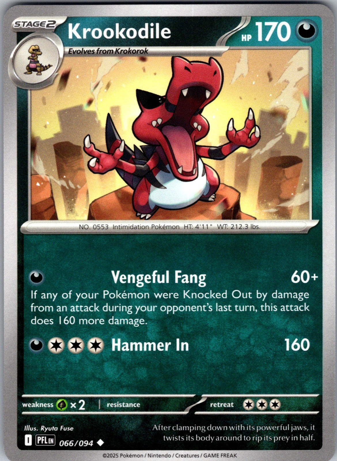 Krookodile Uncommon ME02: Phantasmal Flames 066/094 LP
