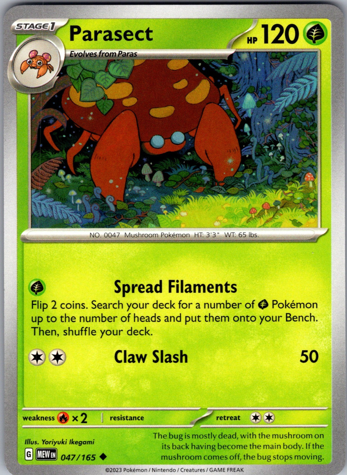 Parasect Uncommon SV: Scarlet & Violet 151 047/165 LP