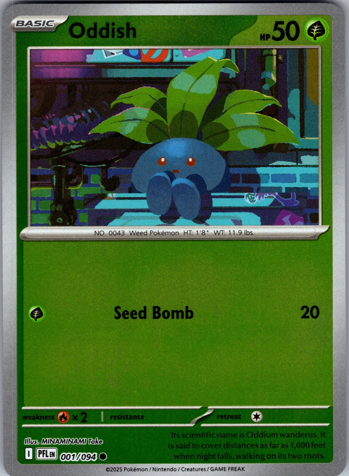 Oddish Reverse Holo Common ME02: Phantasmal Flames 001/094 LP