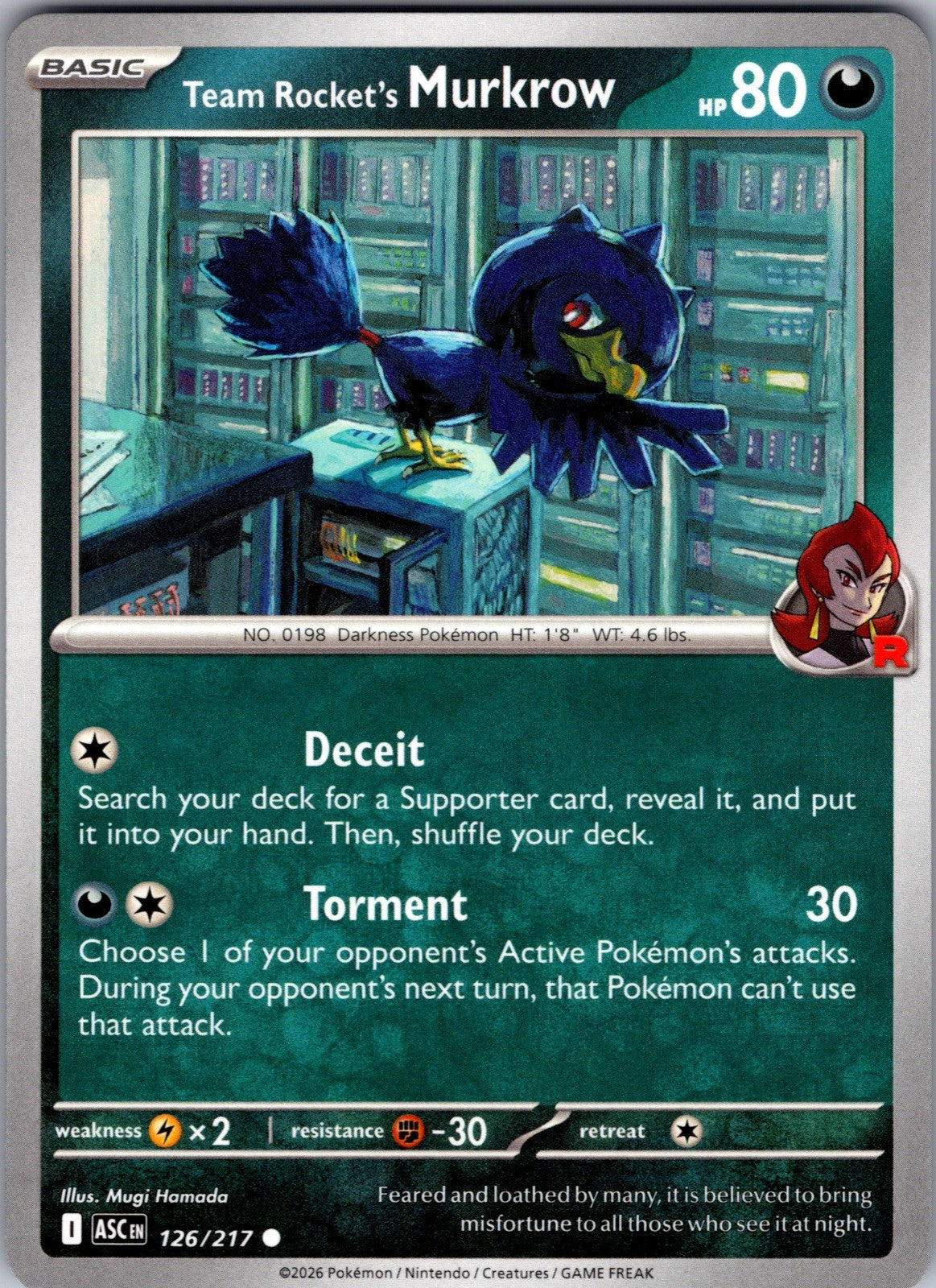 Team Rocket's Murkrow Uncommon SV10: Destined Rivals 127/182 LP