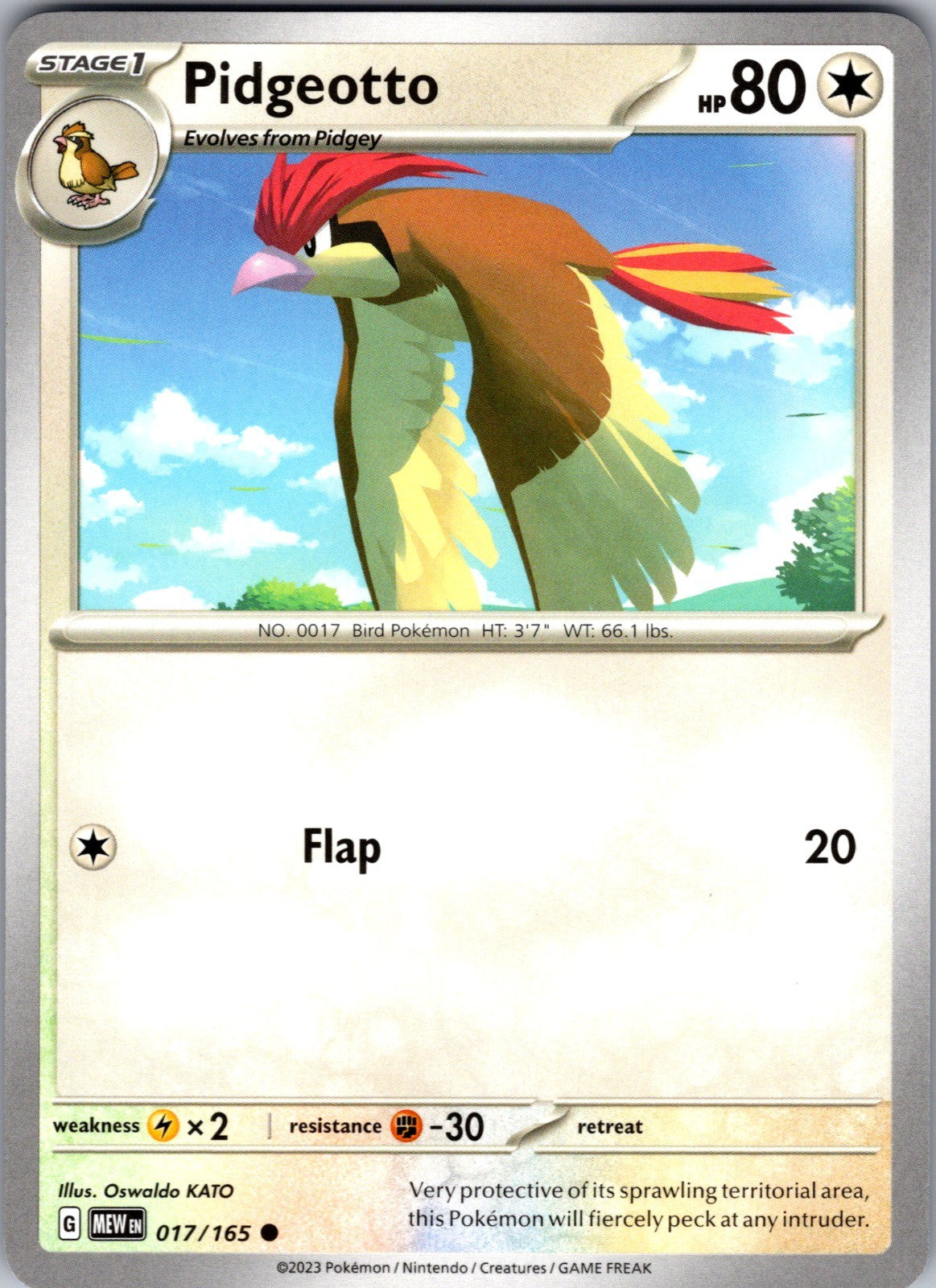 Pidgeotto Common SV: Scarlet & Violet 151 017/165 LP