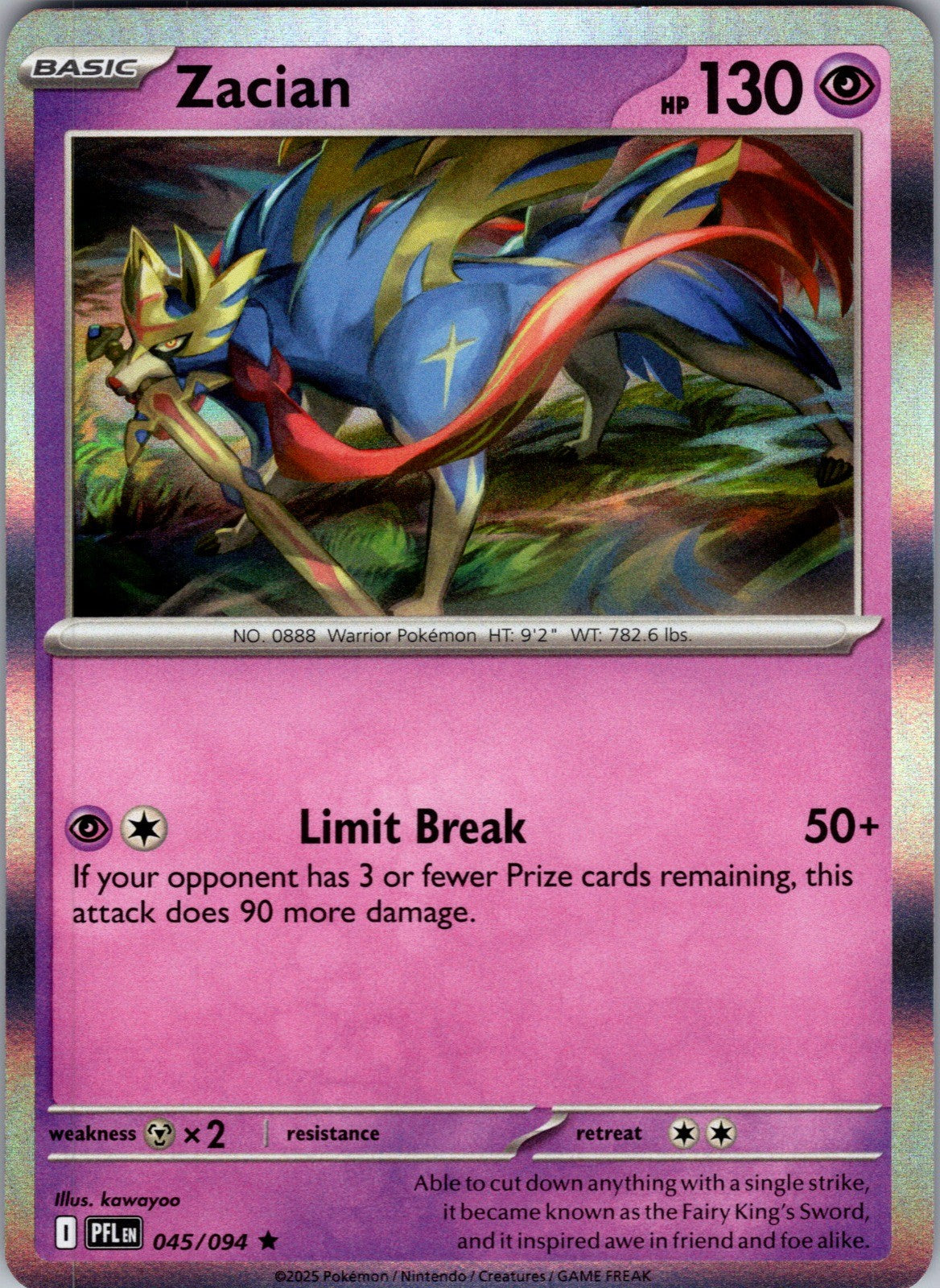 Zacian Holo Rare ME02: Phantasmal Flames 045/094 LP