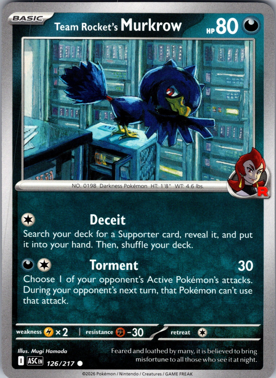 Team Rocket's Murkrow Common ME: Ascended Heroes 126/217 LP
