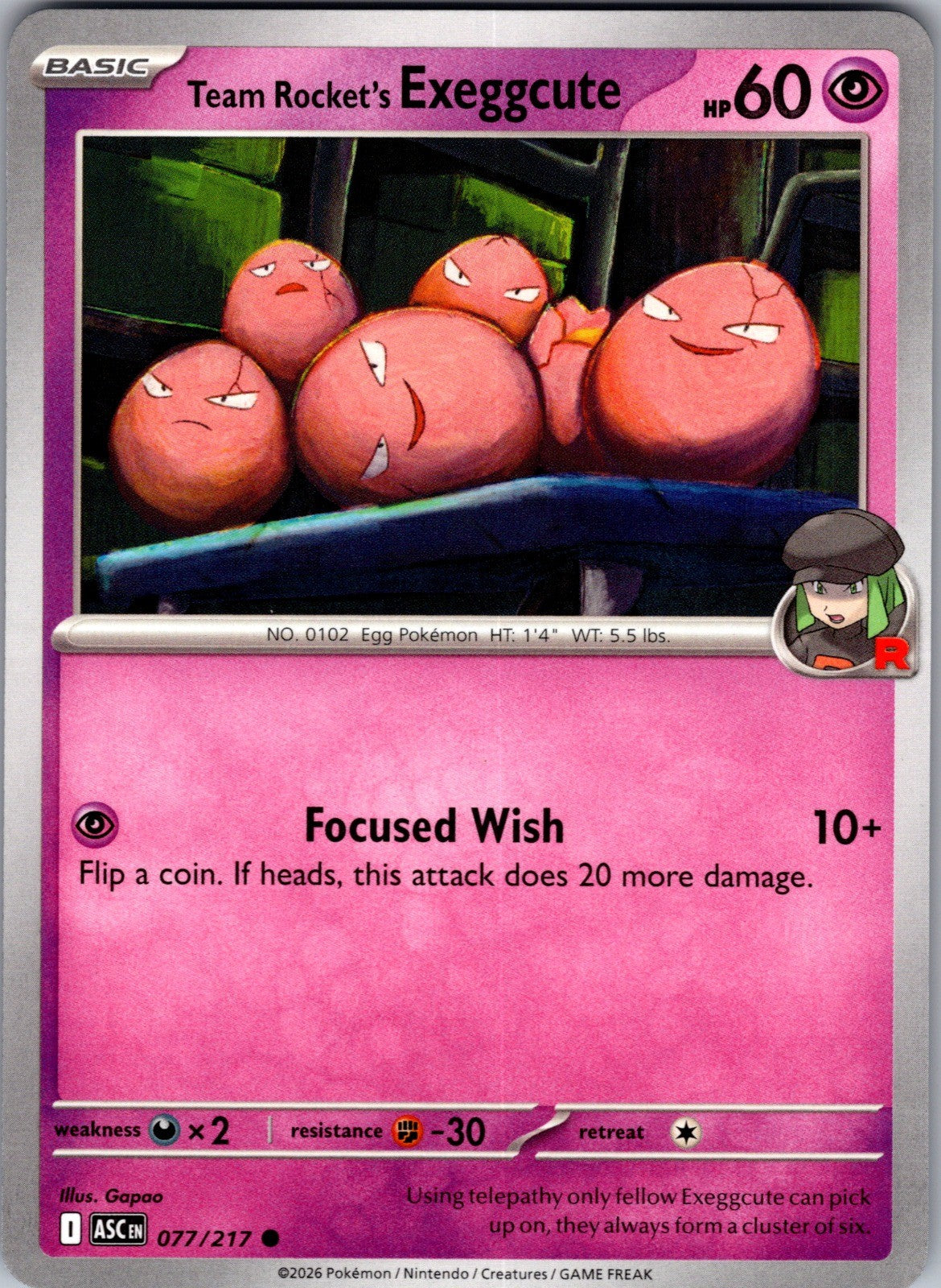 Team Rocket's Exeggcute Common ME: Ascended Heroes 077/217 LP