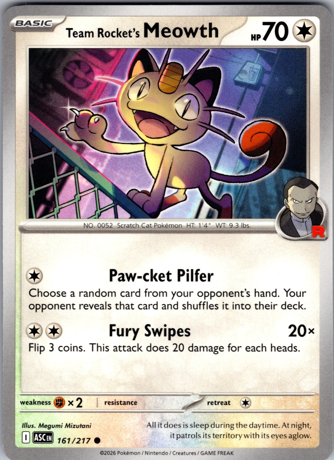 Team Rocket's Meowth Common ME: Ascended Heroes 161/217 LP