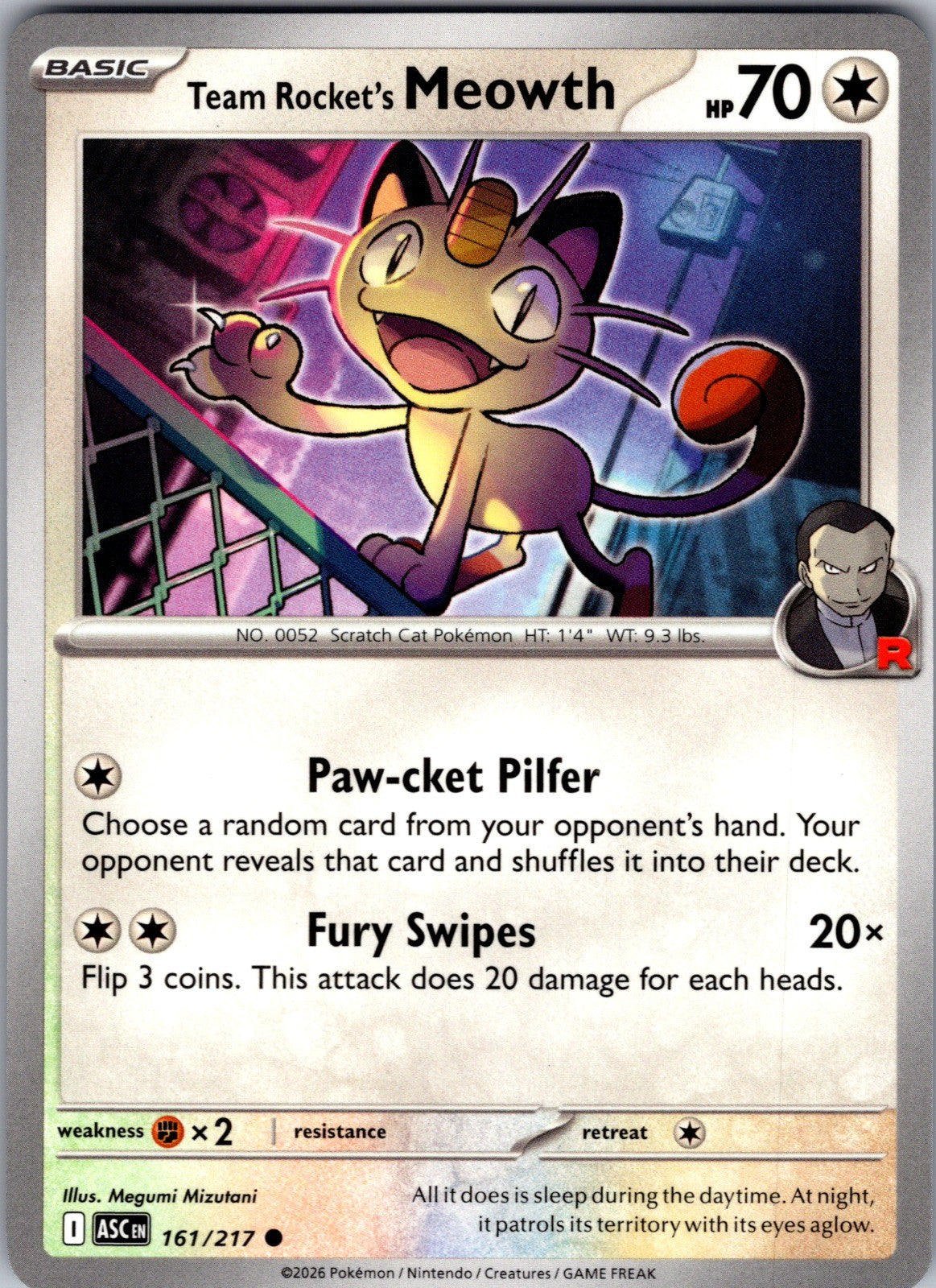 Team Rocket's Meowth Common SV10: Destined Rivals 149/182 LP