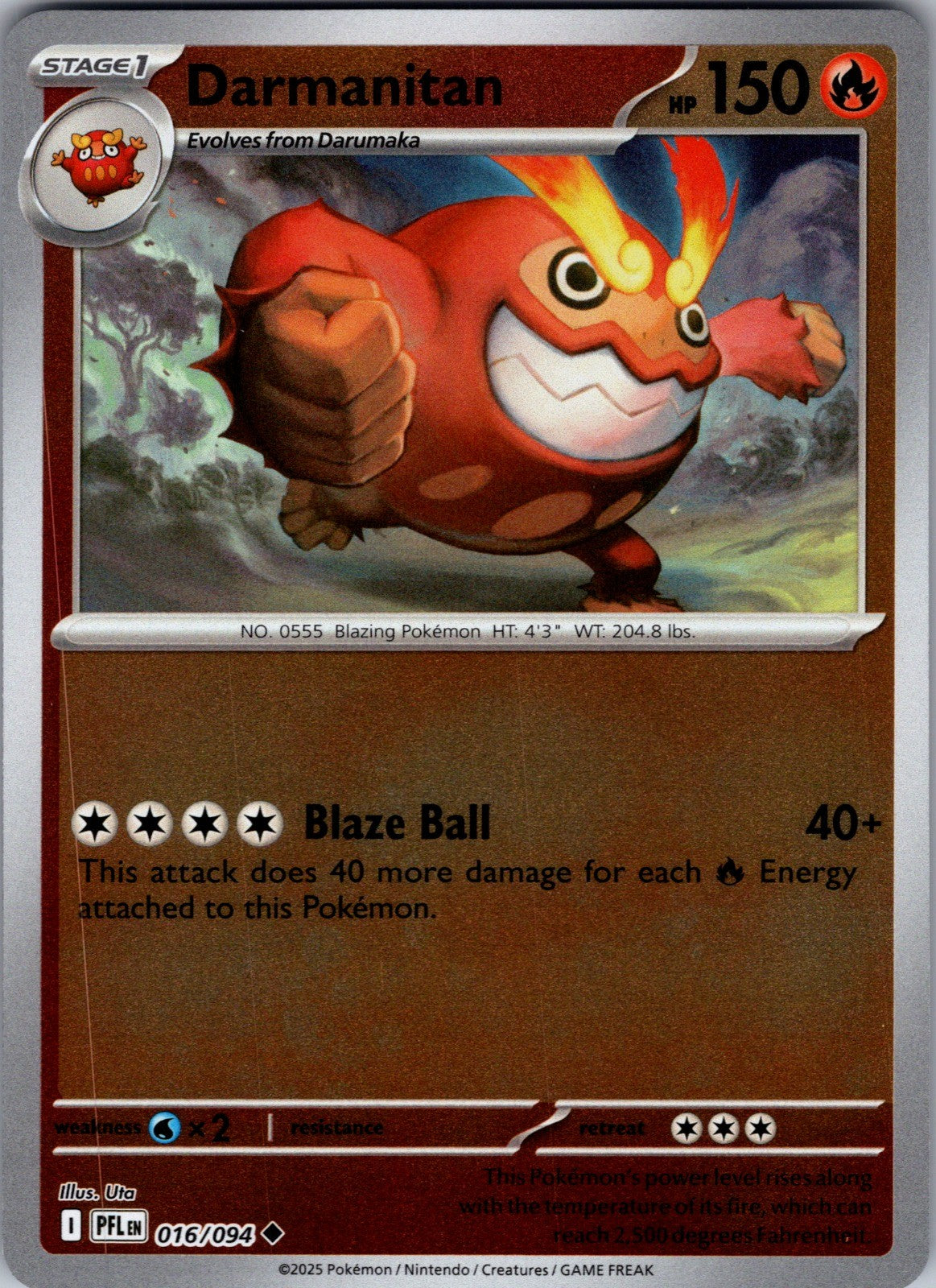 Darmanitan Reverse Holo Uncommon ME02: Phantasmal Flames 016/094 LP