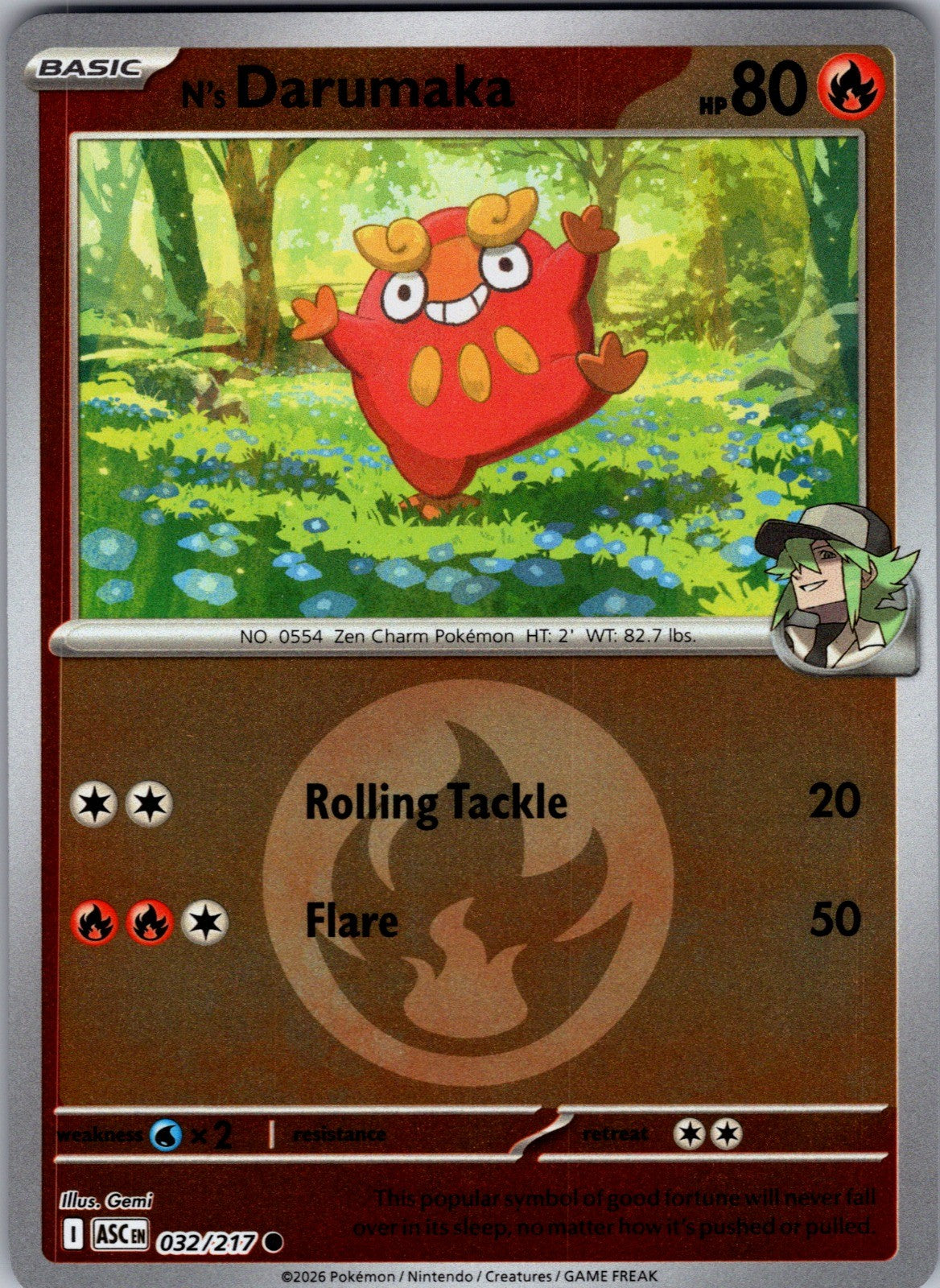 N's Darumaka (Energy Symbol Pattern) Reverse Holo Common ME: Ascended Heroes 032