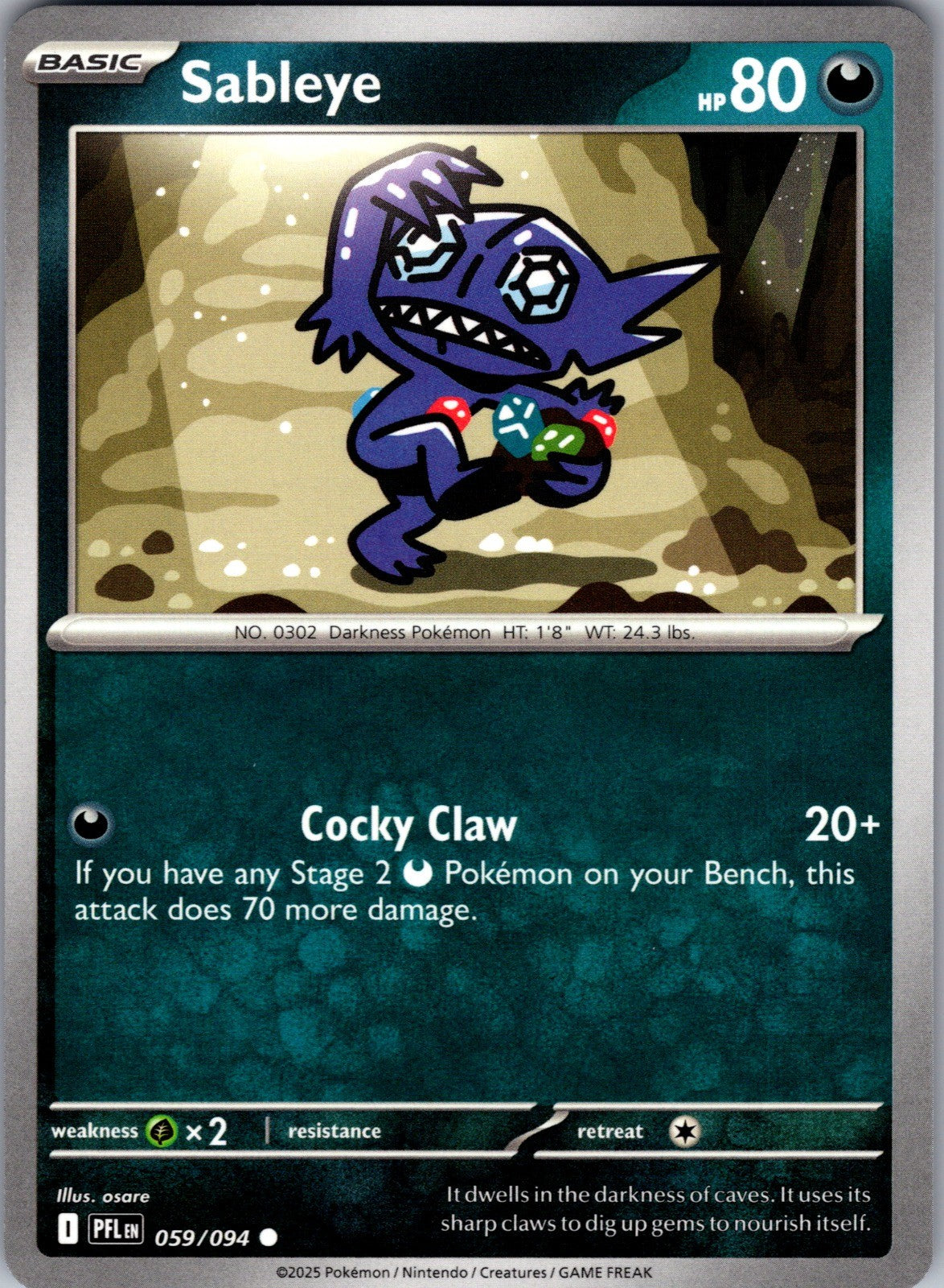 Sableye Common ME02: Phantasmal Flames 059/094 LP