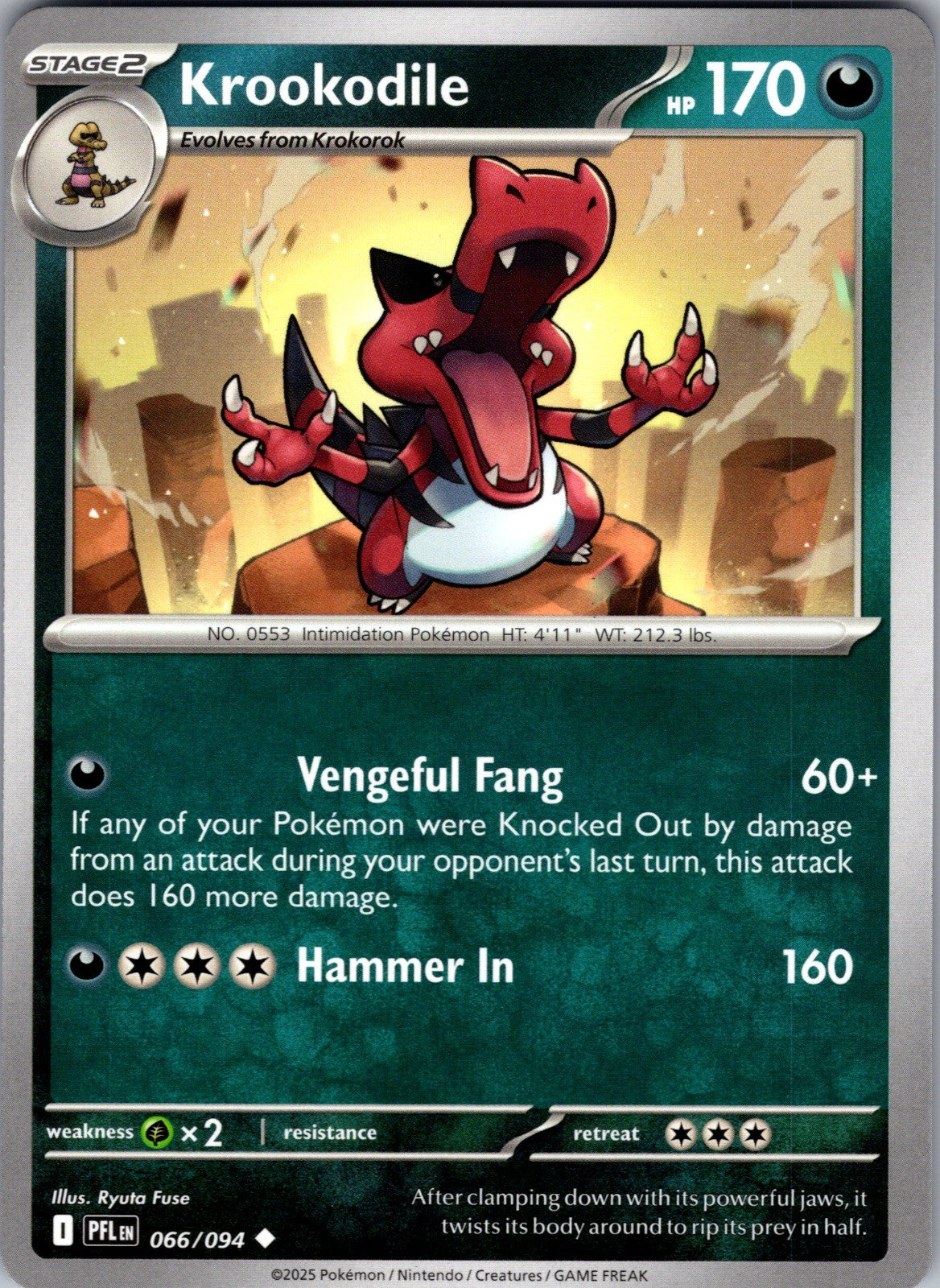 Krookodile Uncommon ME02: Phantasmal Flames 066/094 LP