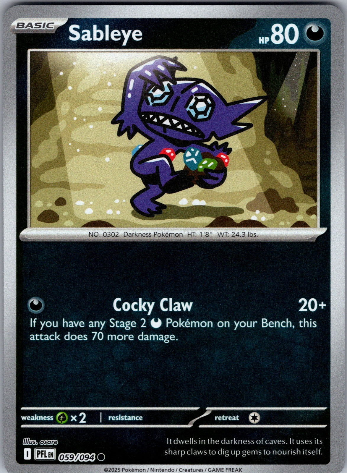Sableye Common ME02: Phantasmal Flames 059/094 LP