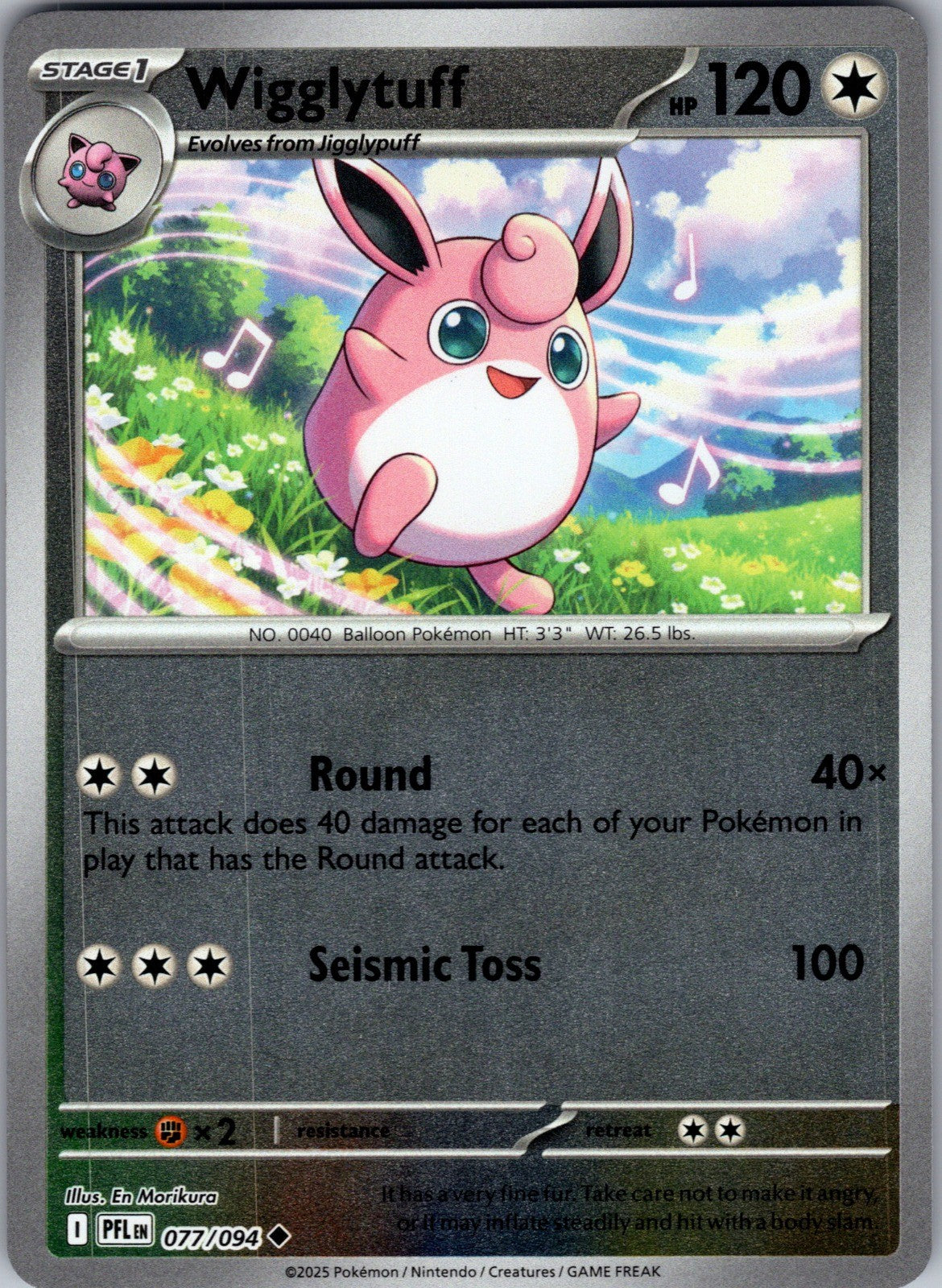 Wigglytuff - Reverse Holo Uncommon ME02: Phantasmal Flames 077/094 LP