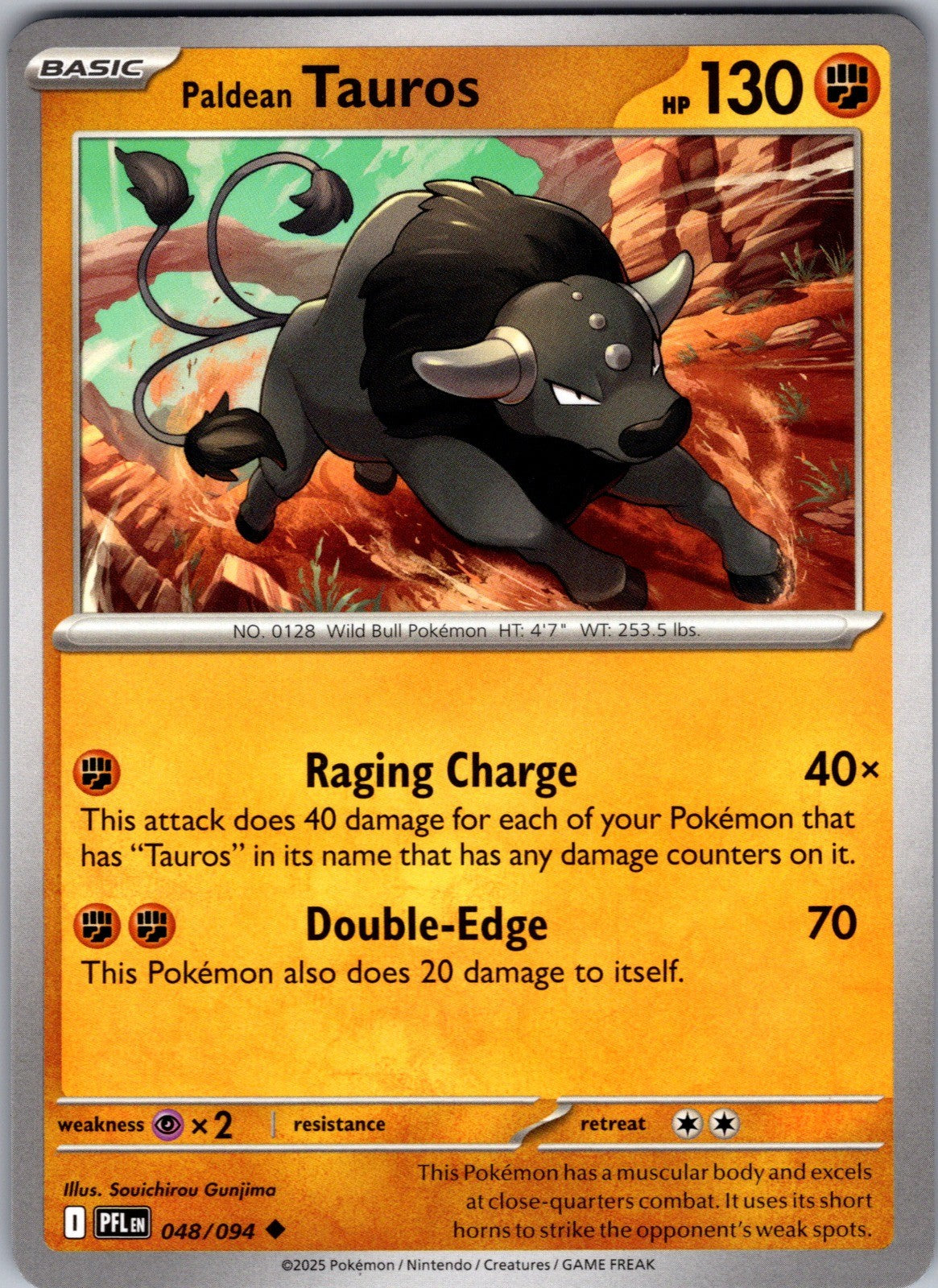 Paldean Tauros Uncommon ME02: Phantasmal Flames 048/094 LP