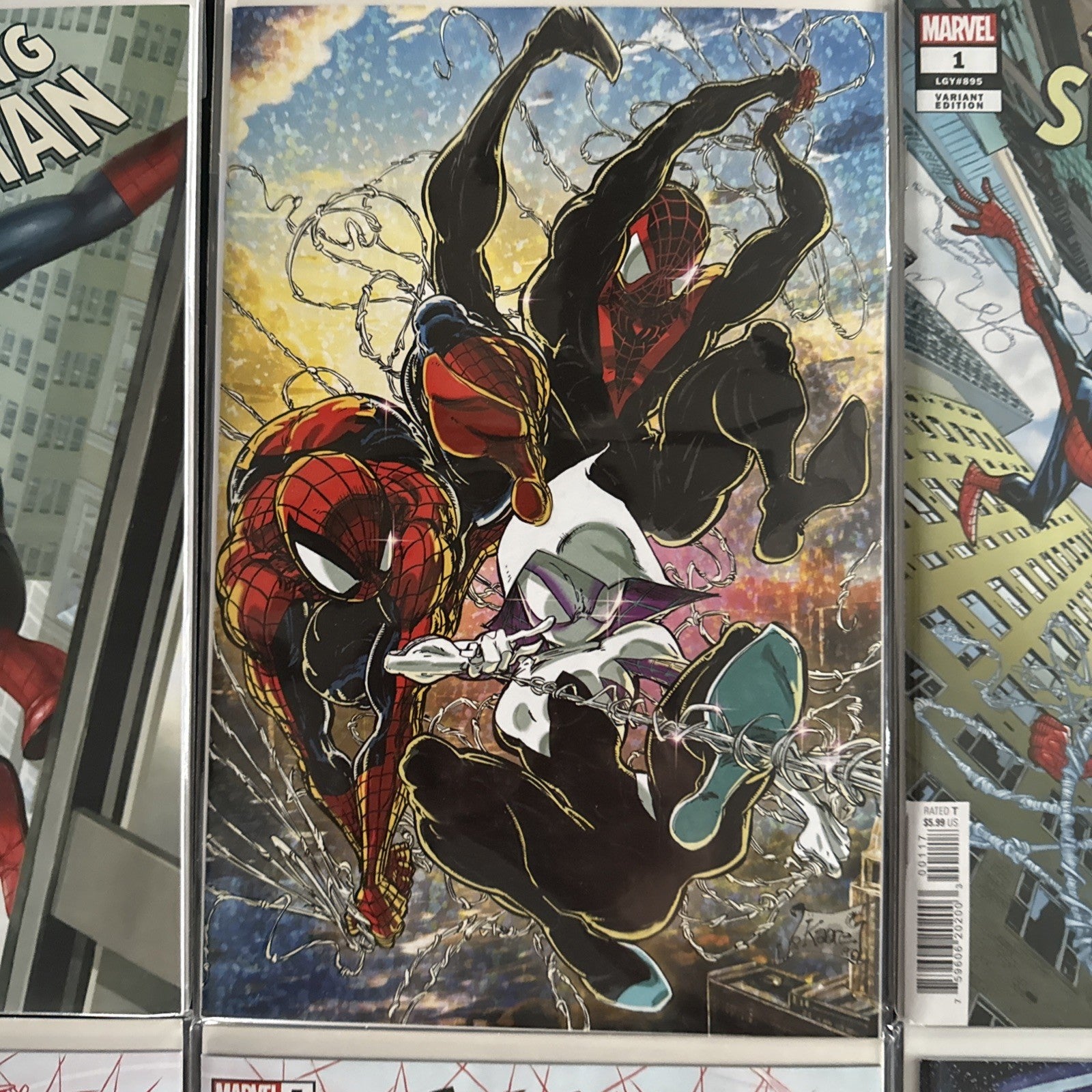 Spider-Man, spider Gwen, Miles Morales, Silk. Lobos Exclusive variant cover set
